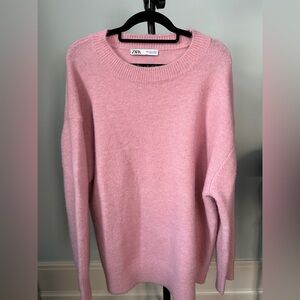 Zara Women’s Small Soft Pink Crew Neck Long Sweater